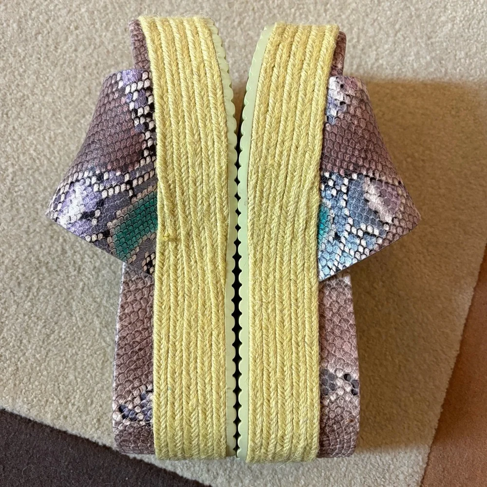 NWT KATE SPADE Zia Lemon Sorbet Faux Pearlized Snake Platforms size 7.5 - Picture 4 of 10